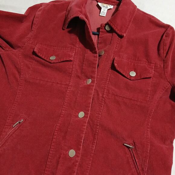 Talbots Petites Stretch Medium Raspberry Corduroy Cotton/Spandex Blend Jacket - Picture 6 of 15